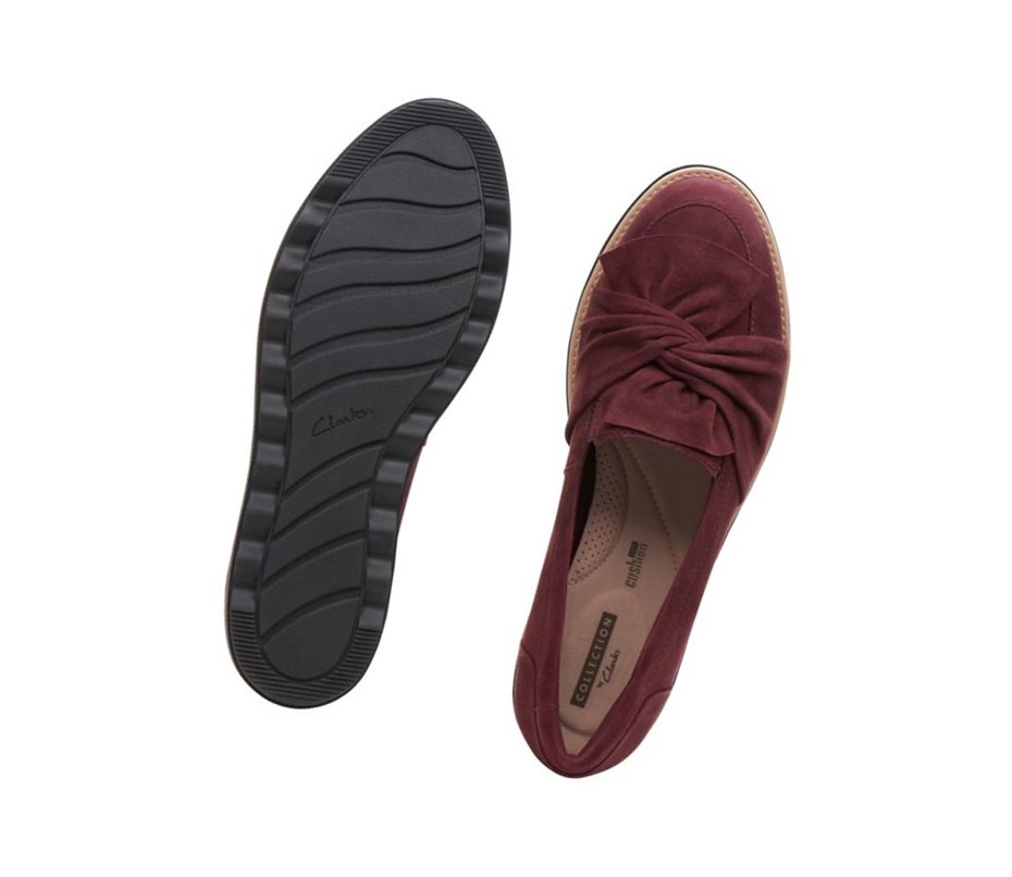 Loafers Clarks Sharon Dasher Daim Larges Fit Femme Bordeaux | TAJN02398