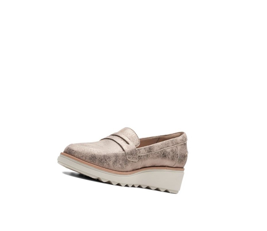 Loafers Clarks Sharon Ranch Daim Femme Argent Metal | UQSG81029