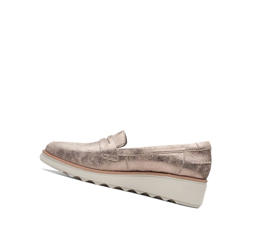 Loafers Clarks Sharon Ranch Daim Femme Argent Metal | UQSG81029