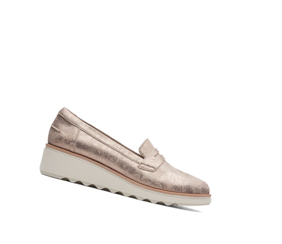 Loafers Clarks Sharon Ranch Daim Femme Argent Metal | UQSG81029