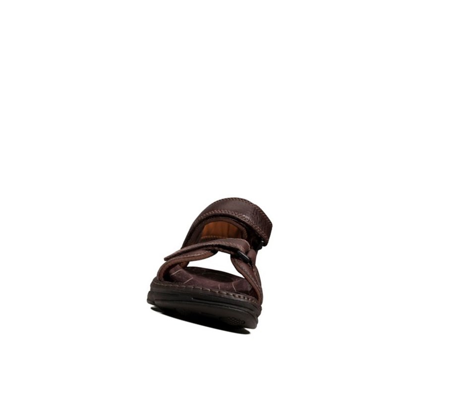 Sandales Casual Clarks Atl Part Cuir Homme Marron Foncé | ZLBI20534