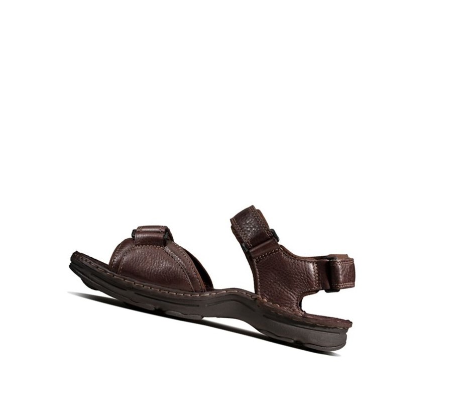 Sandales Casual Clarks Atl Part Cuir Homme Marron Foncé | ZLBI20534