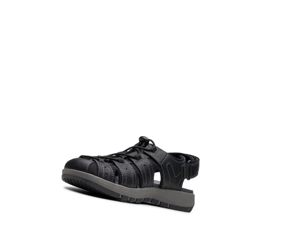 Sandales Casual Clarks Brixby Cove Cuir Homme Noir | GZTQ16374