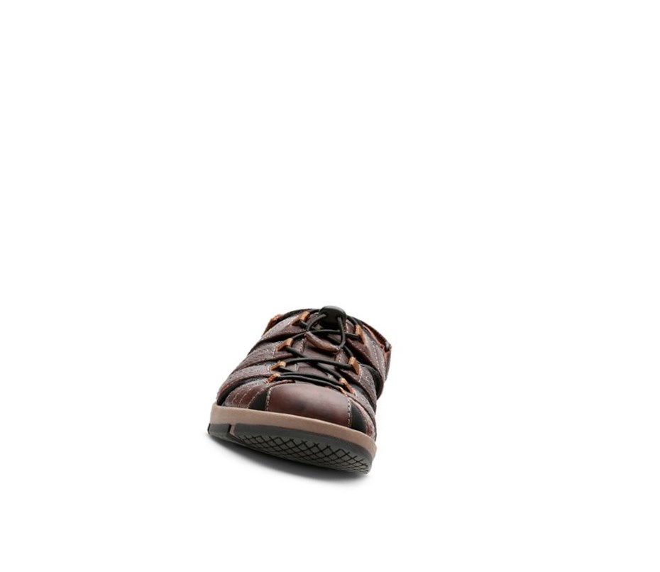 Sandales Casual Clarks Brixby Cove Cuir Homme Marron Foncé | JKIS49087