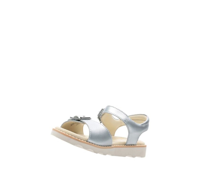 Sandales Casual Clarks Crown Bloom Cuir Fille Argent | AQXU37548