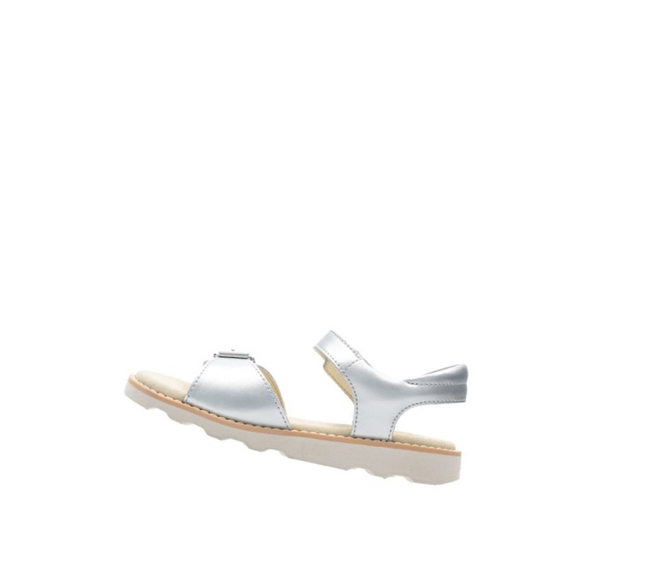 Sandales Casual Clarks Crown Bloom Cuir Fille Argent | AQXU37548