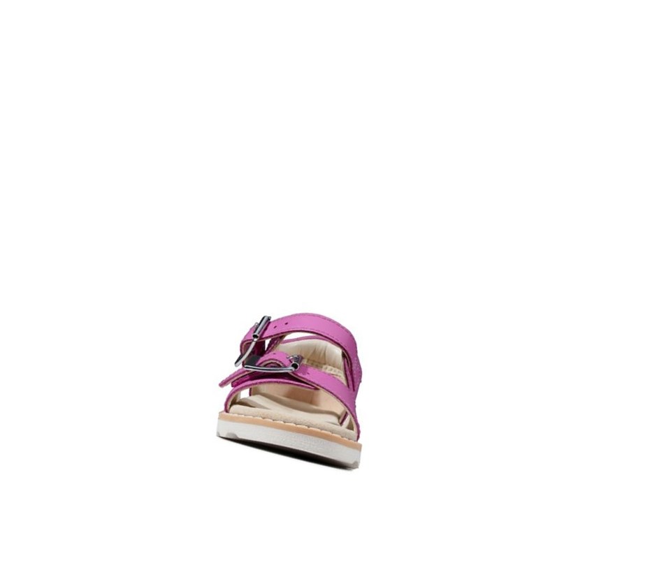 Sandales Casual Clarks Crown Bloom Cuir Fille Rose | DPYI47329