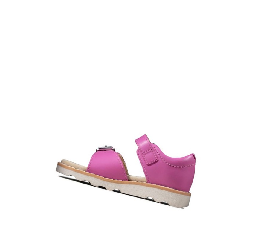 Sandales Casual Clarks Crown Bloom Cuir Fille Rose | DPYI47329