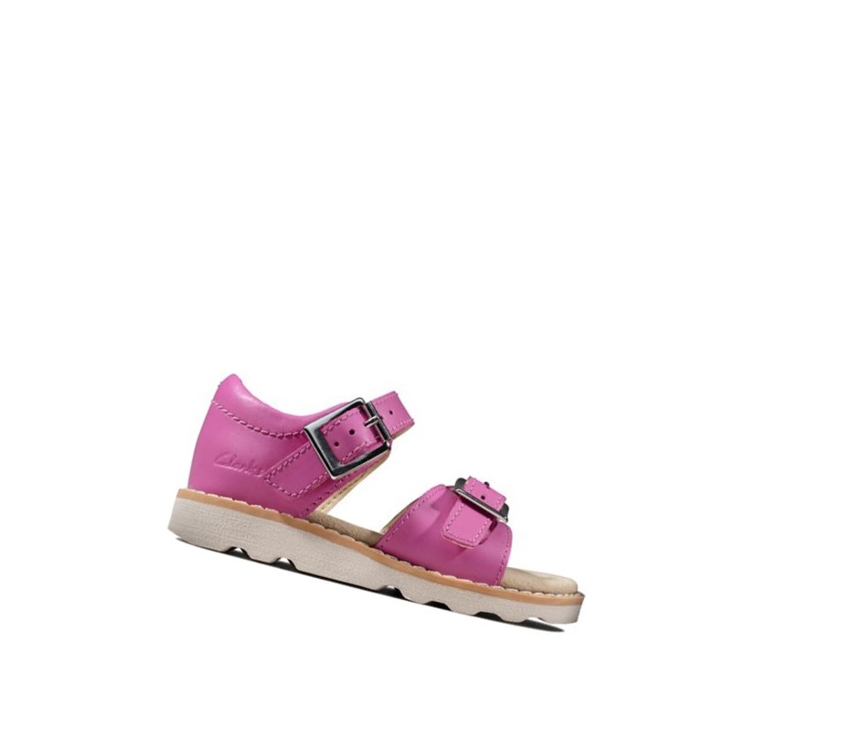 Sandales Casual Clarks Crown Bloom Cuir Fille Rose | DPYI47329