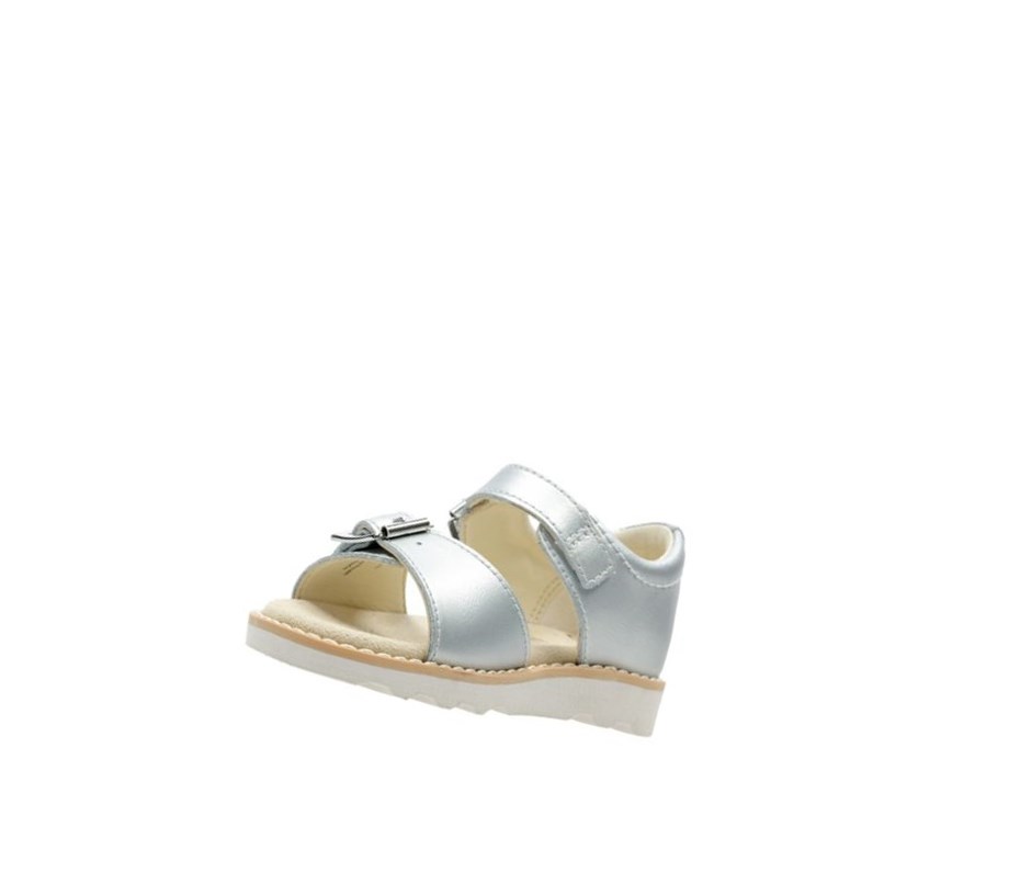 Sandales Casual Clarks Crown Bloom Cuir Fille Argent | YAJO71503