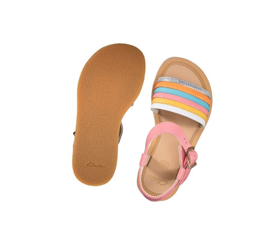 Sandales Casual Clarks Finch Stride Cuir Fille Multicolour | NMKV87521