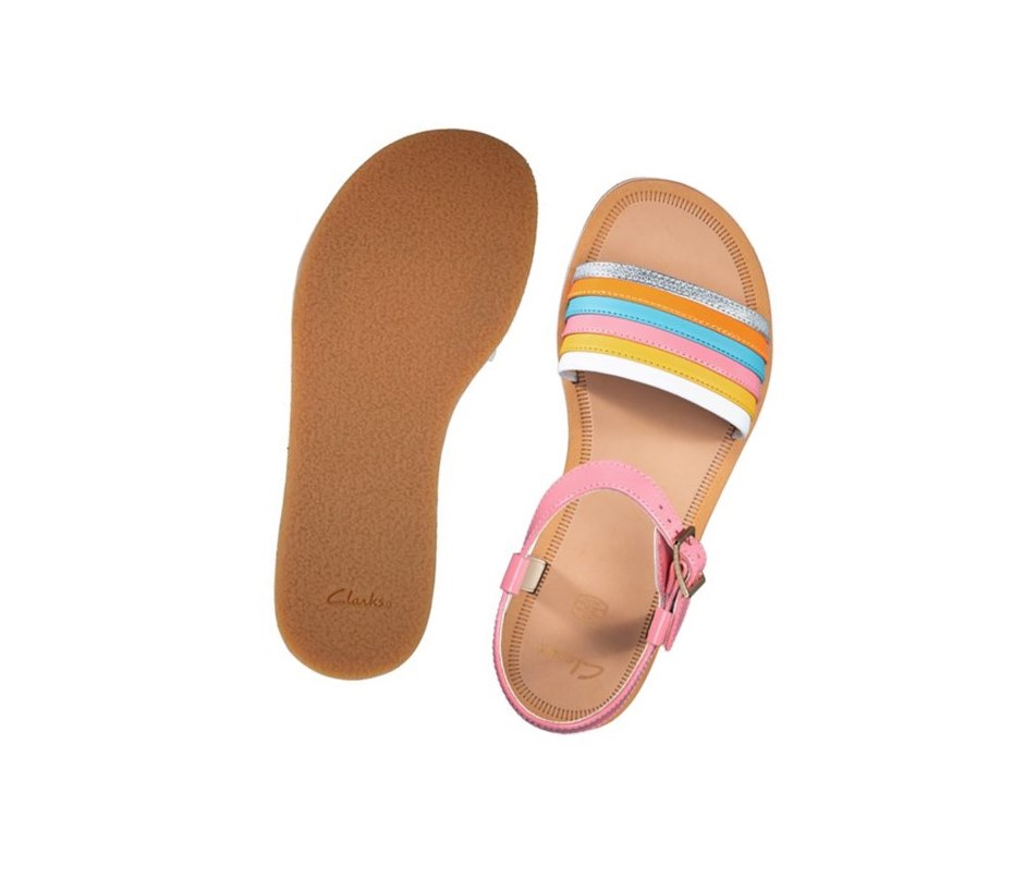 Sandales Casual Clarks Finch Stride Cuir Fille Multicolour | RYIK84012