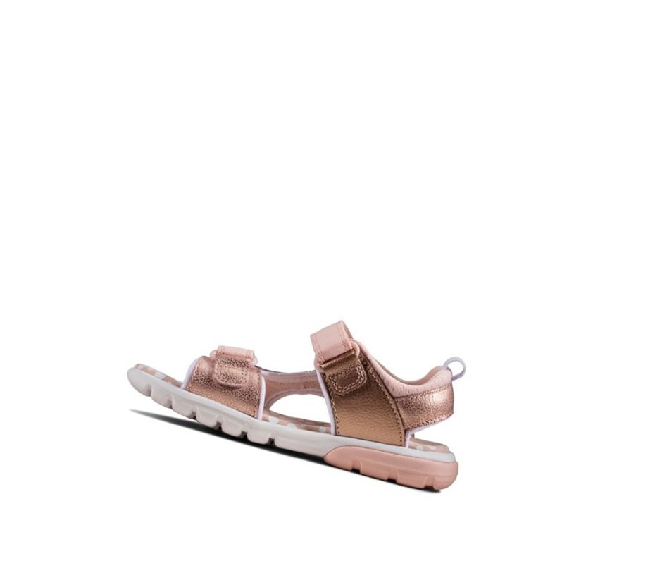 Sandales Casual Clarks Rocco Tide Cuir Fille Rose | VZBJ42081