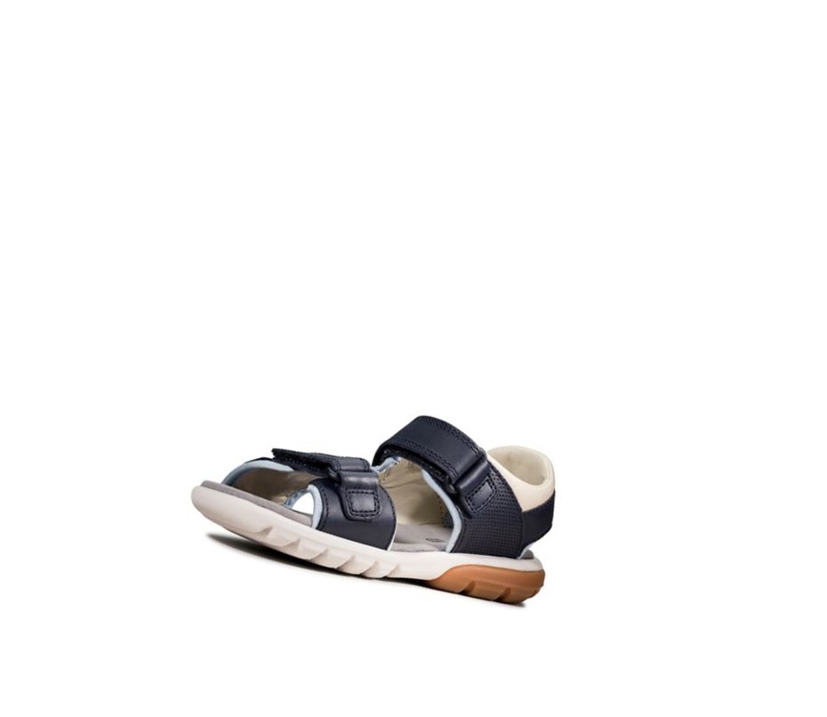 Sandales Casual Clarks Rocco Wave Textile Garcon Bleu Marine | NQRY62941