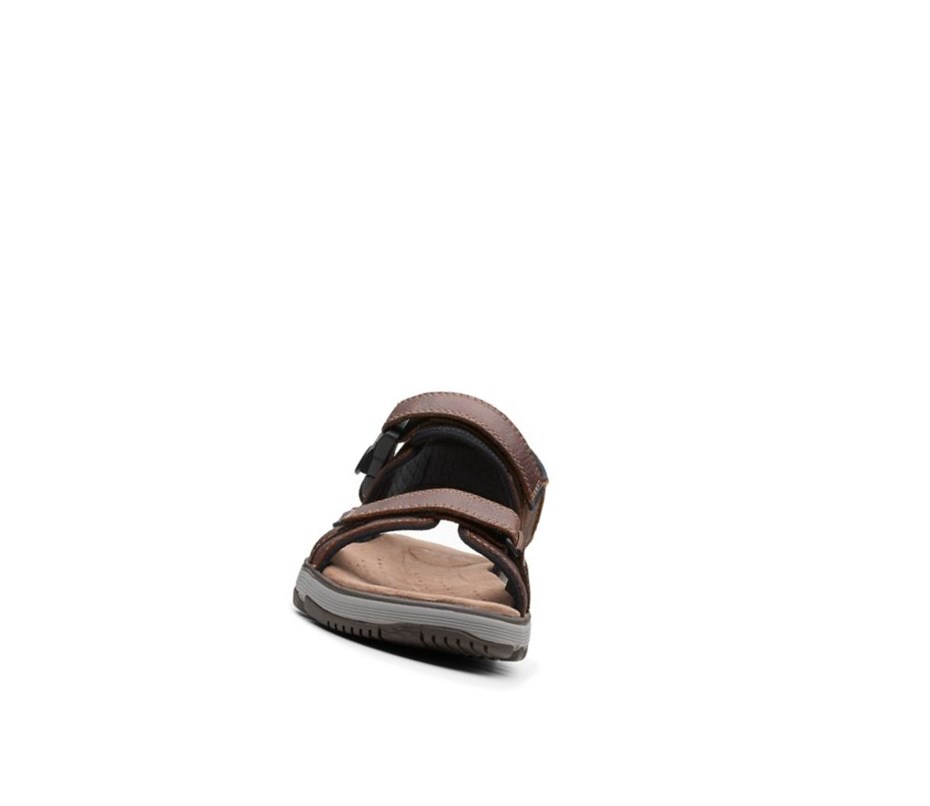 Sandales Casual Clarks Un Trek Part Cuir Homme Marron Foncé | YUDL21476