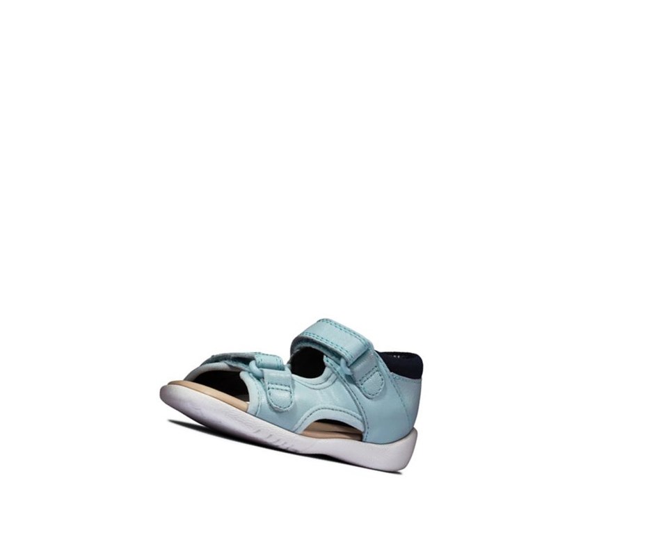 Sandales Casual Clarks Zora Beau Cuir Fille Bleu Clair | QIRX05146