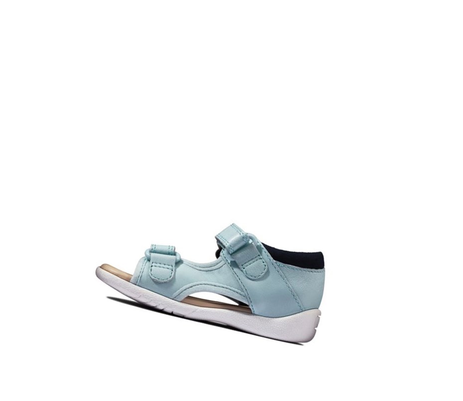 Sandales Casual Clarks Zora Beau Cuir Fille Bleu Clair | QIRX05146