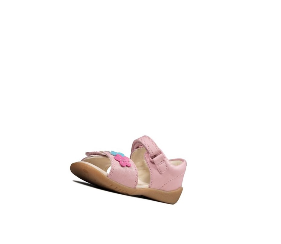 Sandales Casual Clarks Zora Finch Cuir Fille Rose | RQHU94785