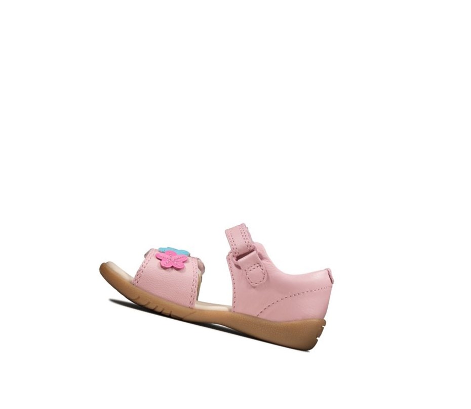 Sandales Casual Clarks Zora Finch Cuir Fille Rose | RQHU94785