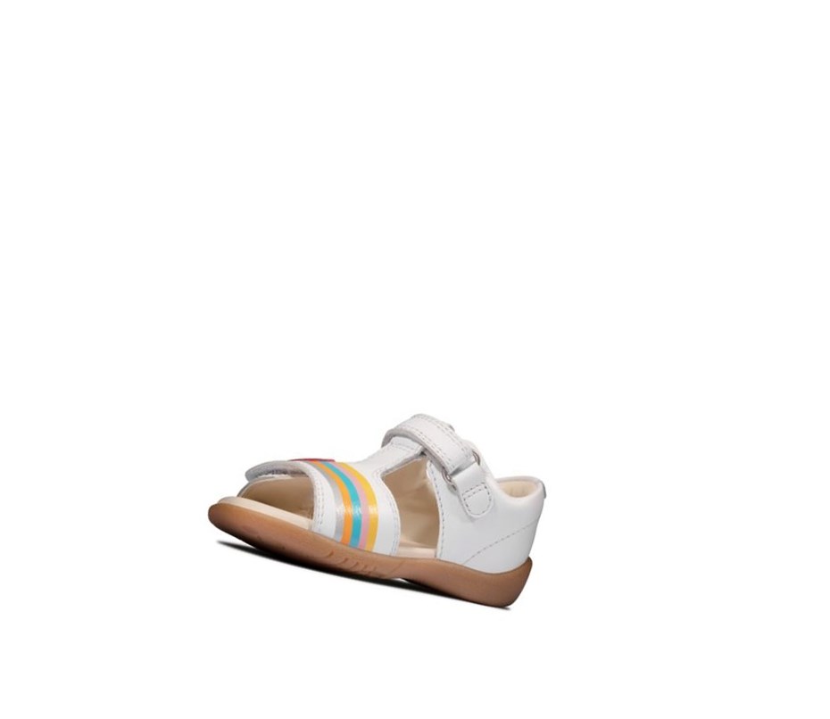 Sandales Casual Clarks Zora Rain Cuir Fille Blanche | SUMJ74520