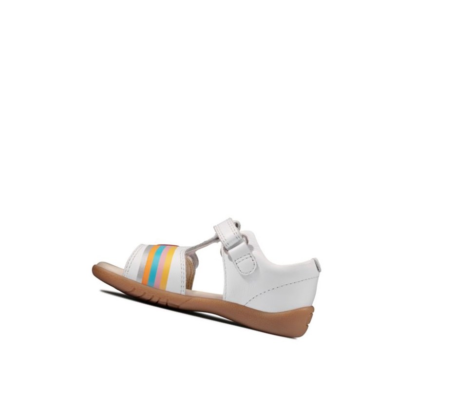 Sandales Casual Clarks Zora Rain Cuir Fille Blanche | SUMJ74520