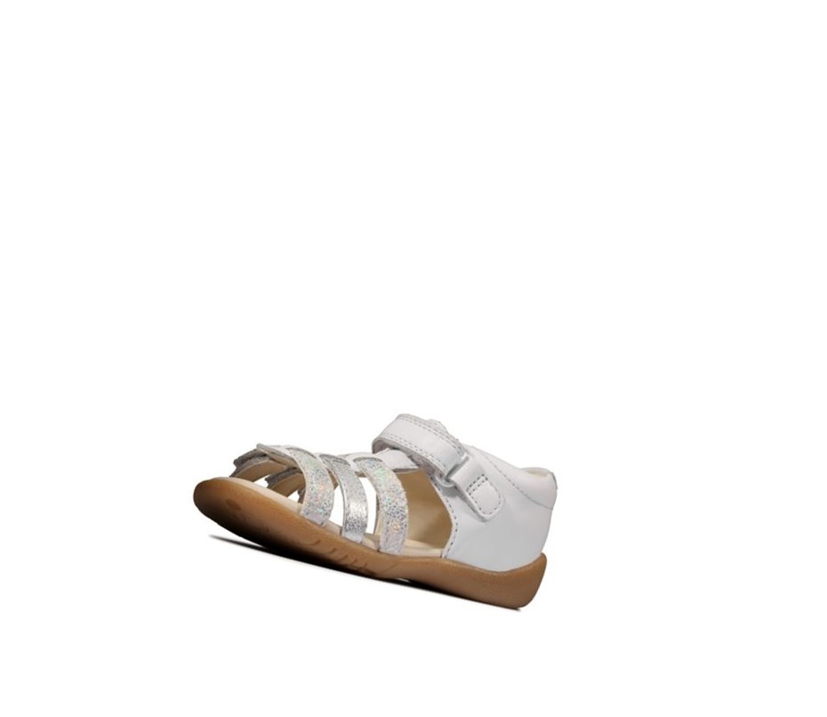 Sandales Casual Clarks Zora Spark Cuir Fille Blanche | QKJB15308