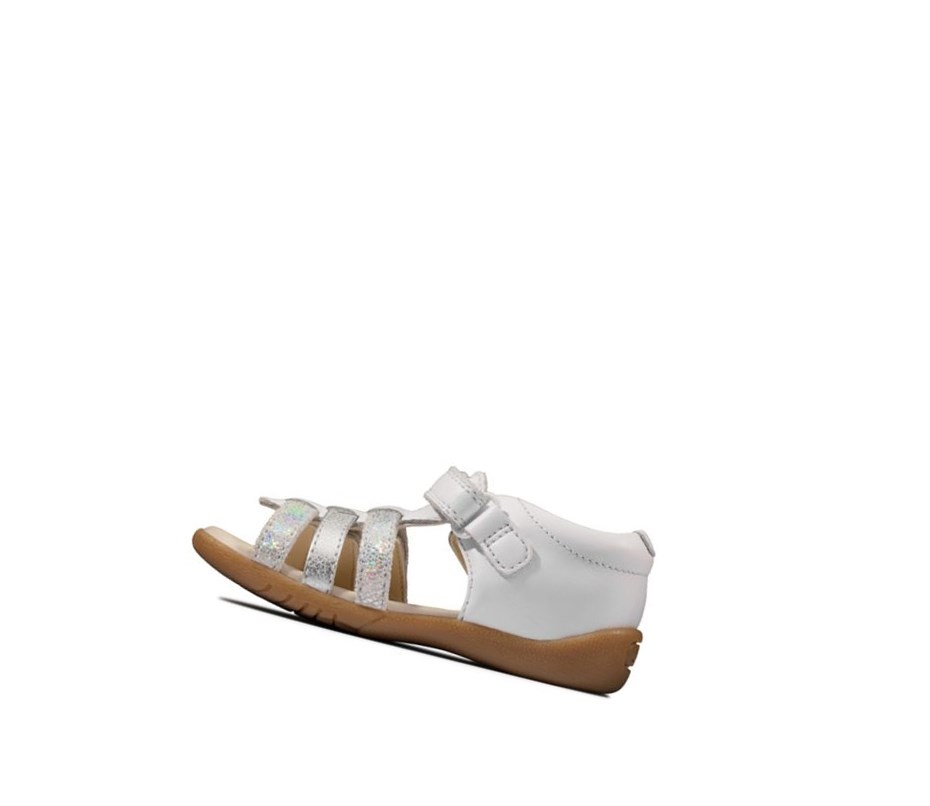 Sandales Casual Clarks Zora Spark Cuir Fille Blanche | QKJB15308