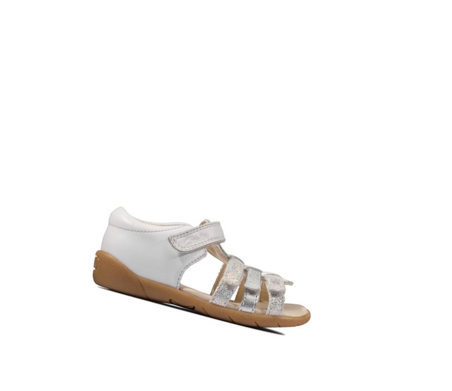 Sandales Casual Clarks Zora Spark Cuir Fille Blanche | QKJB15308