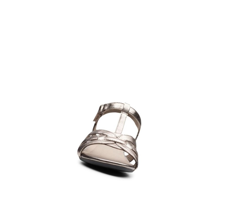 Sandales Compensées Clarks Abigail Cuir Femme Doré | OTCJ15342