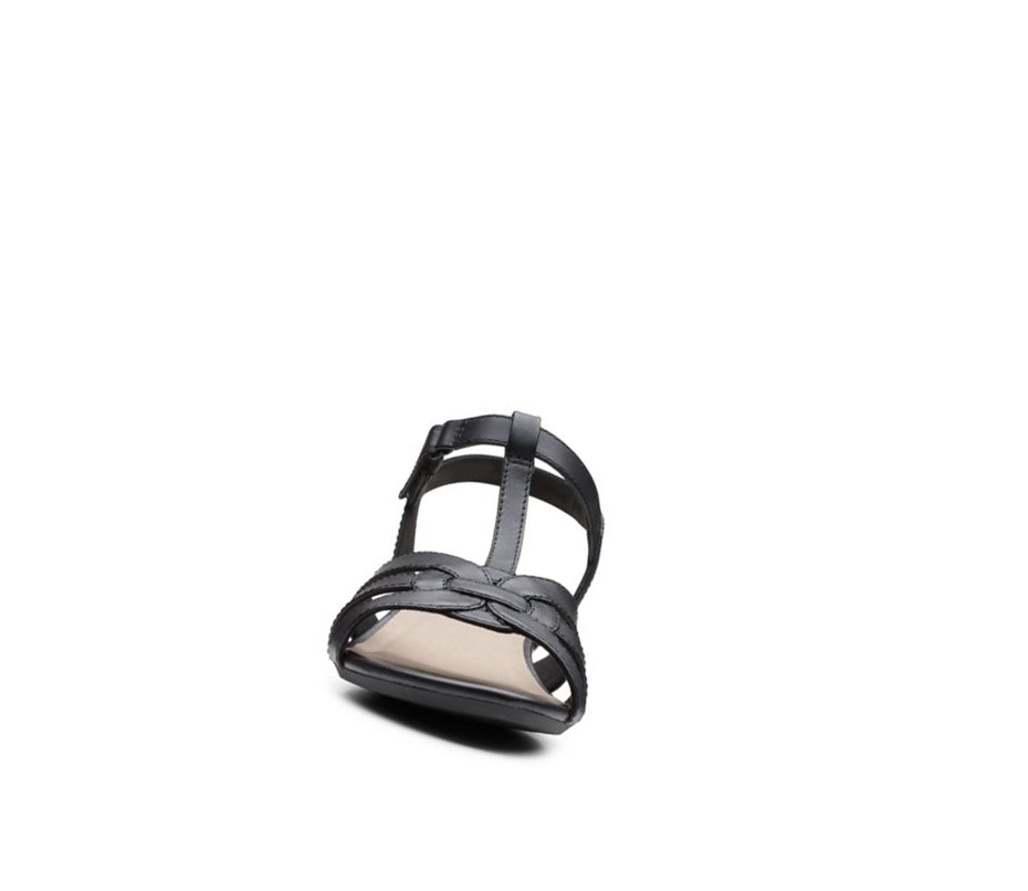 Sandales Compensées Clarks Abigail Cuir Femme Noir | TQAF58973