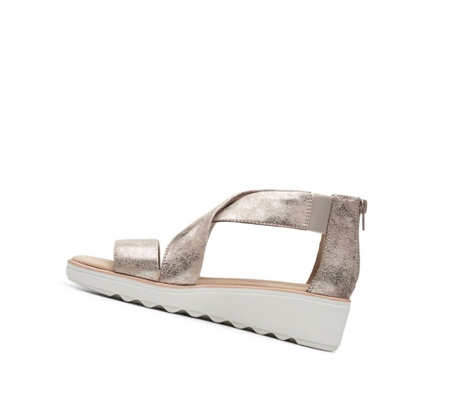 Sandales Compensées Clarks Jillian Rise Femme Argent Metal | RXIA28491