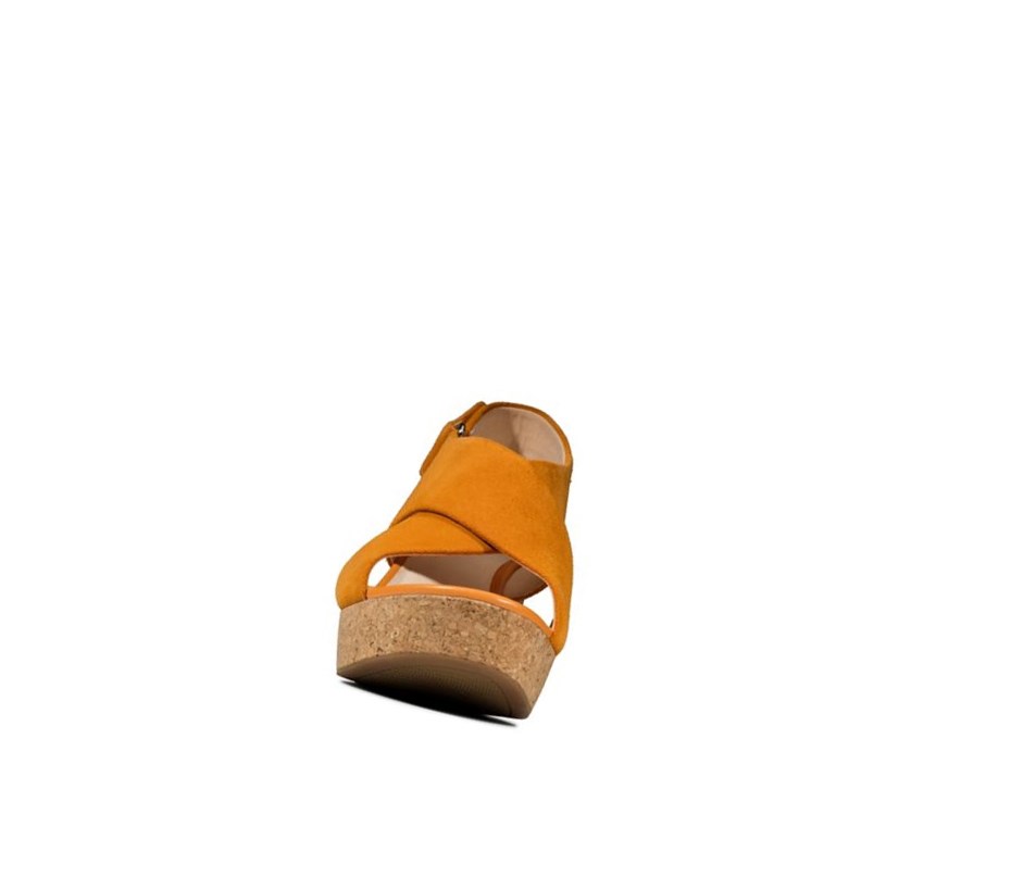 Sandales Compensées Clarks Maritsa Lara Daim Femme Orange | SBYW65872