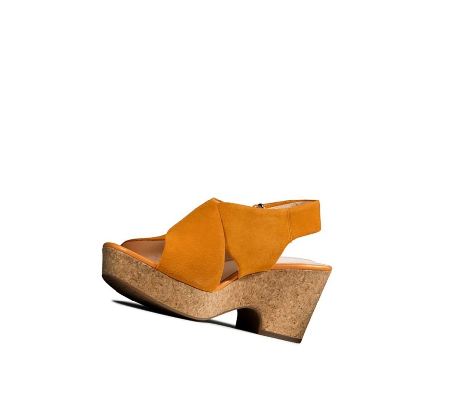 Sandales Compensées Clarks Maritsa Lara Daim Femme Orange | SBYW65872