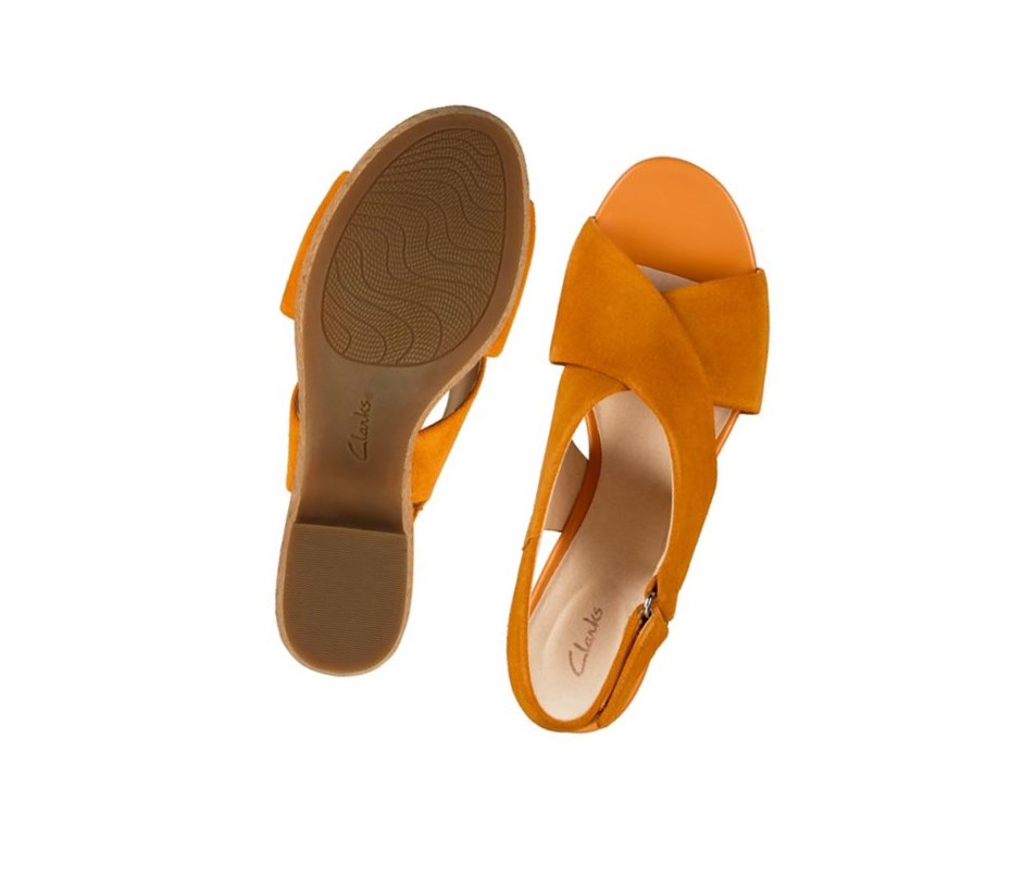 Sandales Compensées Clarks Maritsa Lara Daim Femme Orange | SBYW65872