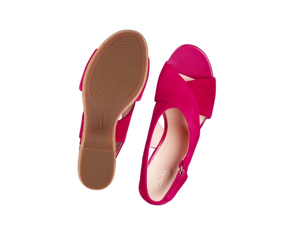 Sandales Compensées Clarks Maritsa Lara Daim Femme Fushia | SKOX07952