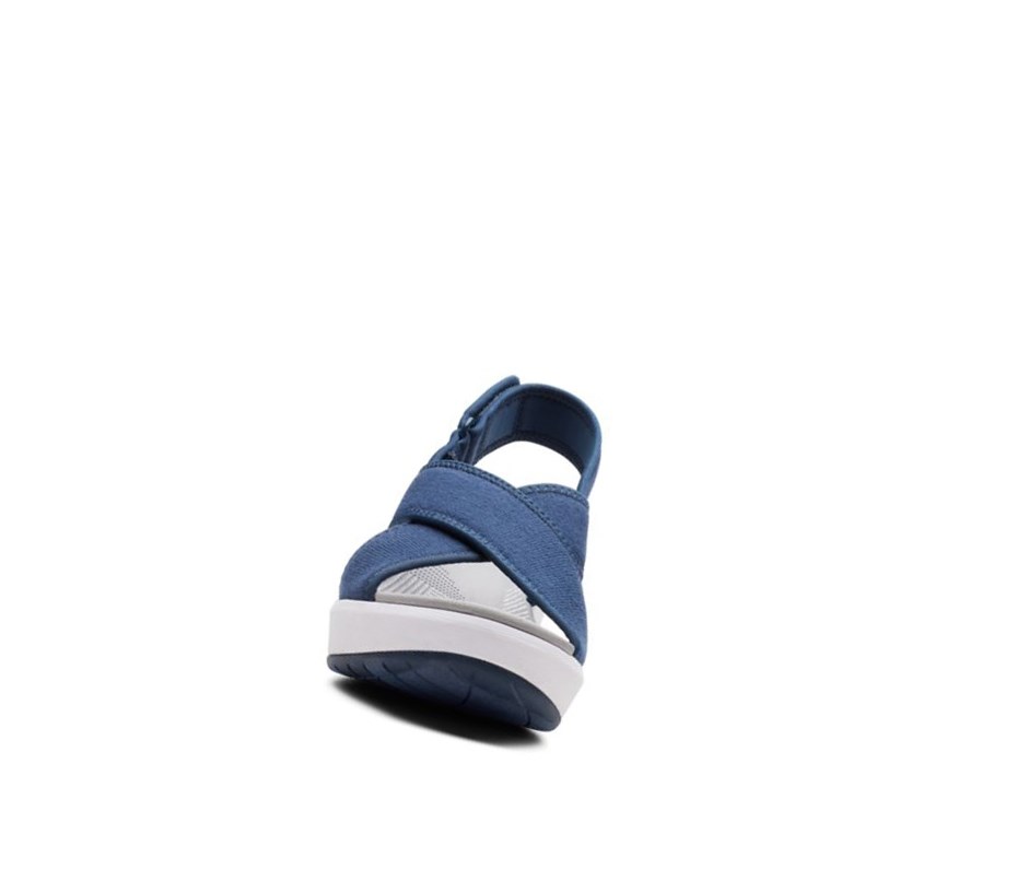 Sandales Compensées Clarks Step Cali Cove Textile Femme Bleu Marine | OKSV17923