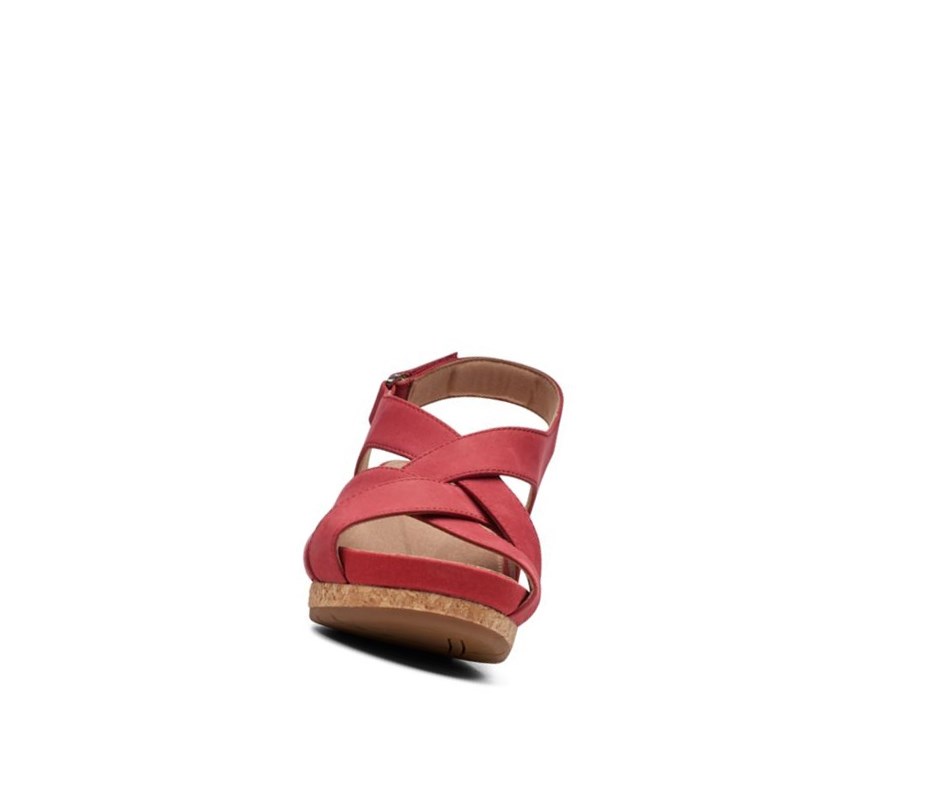 Sandales Compensées Clarks Un Capri Step Nubuck Daim Femme Rouge | CVYD92586