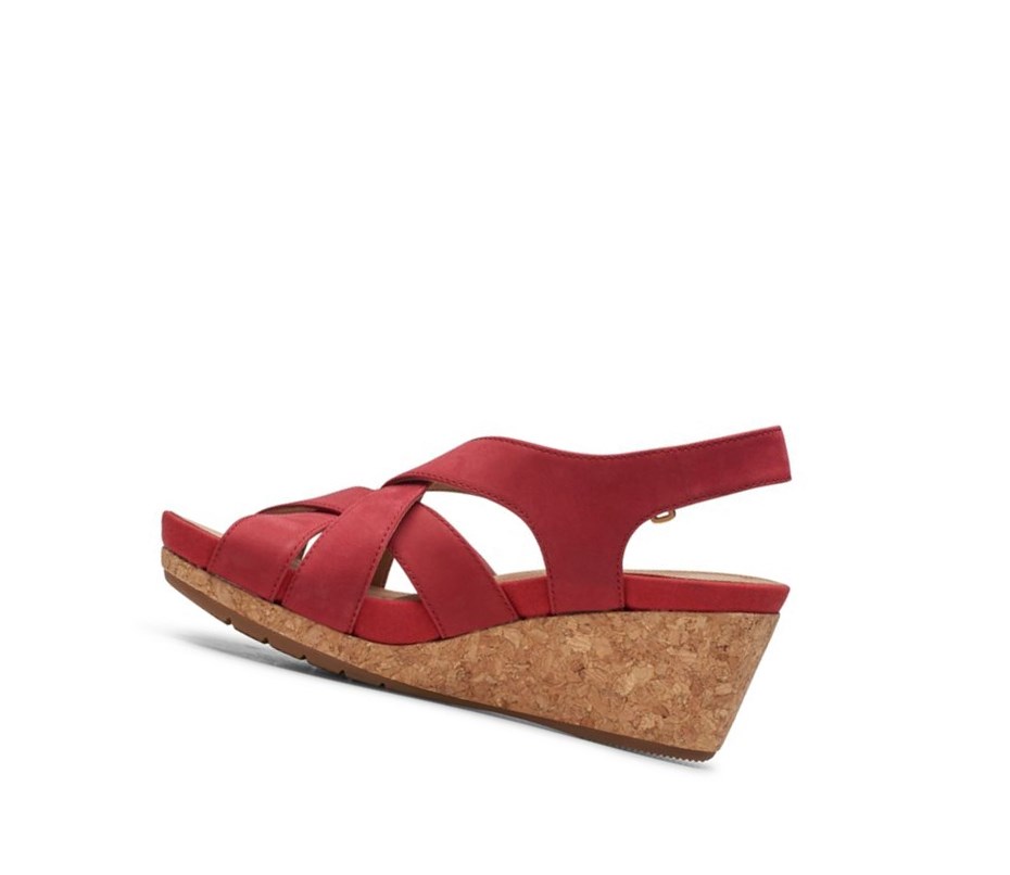 Sandales Compensées Clarks Un Capri Step Nubuck Daim Femme Rouge | CVYD92586