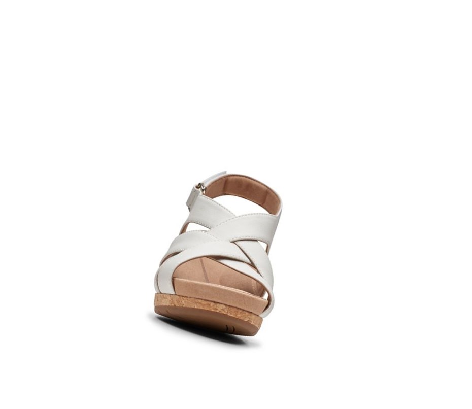 Sandales Compensées Clarks Un Capri Step Cuir Femme Blanche | ZBXQ69342