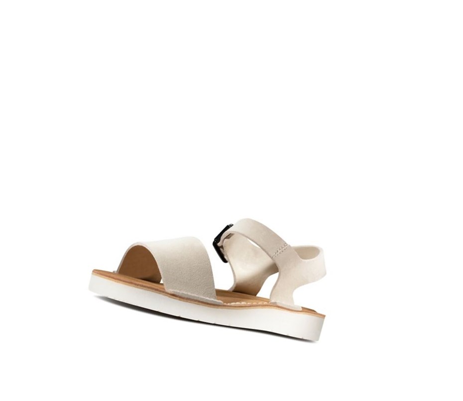 Sandales Plates Clarks Lunan Brides. Daim Femme Blanche | CKYE65341