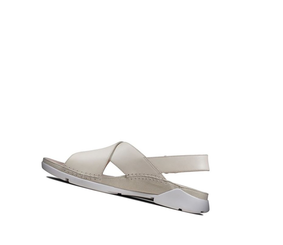 Sandales Plates Clarks Tri Alexia Cuir Femme Blanche | OMHU41798