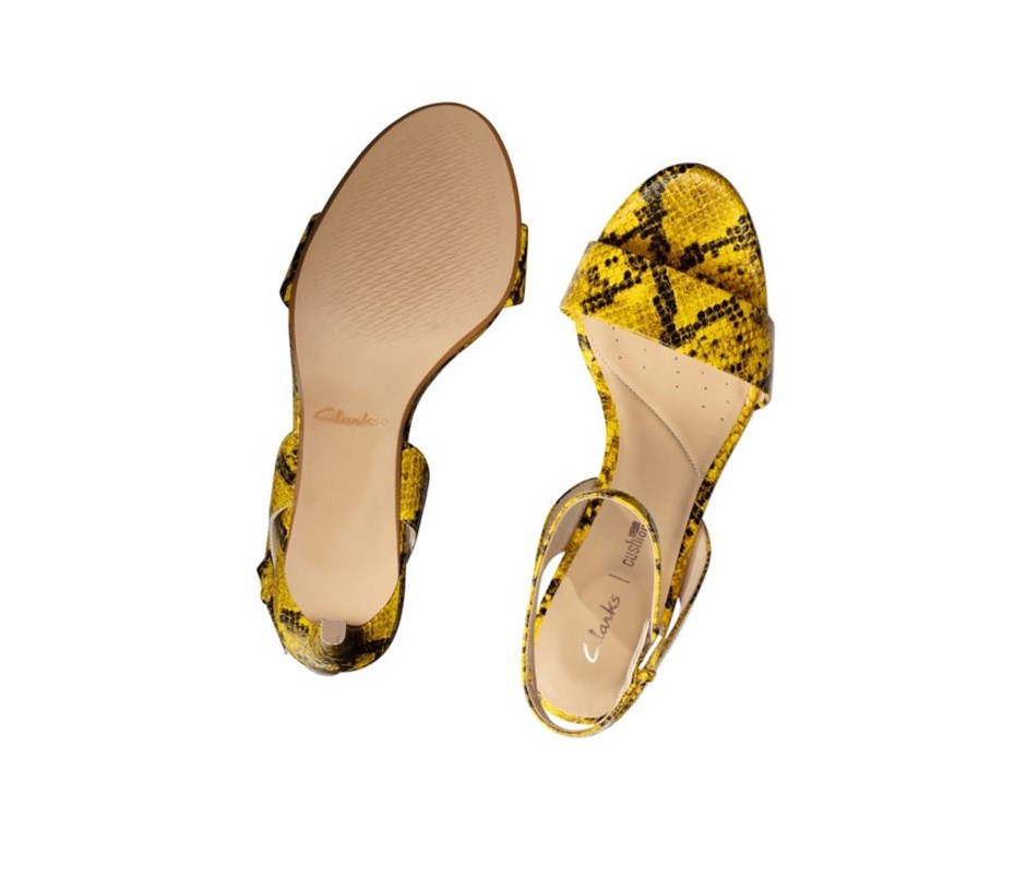 Sandales à Talons Clarks Amali Jewel Femme Jaune Serpent | JLER53498