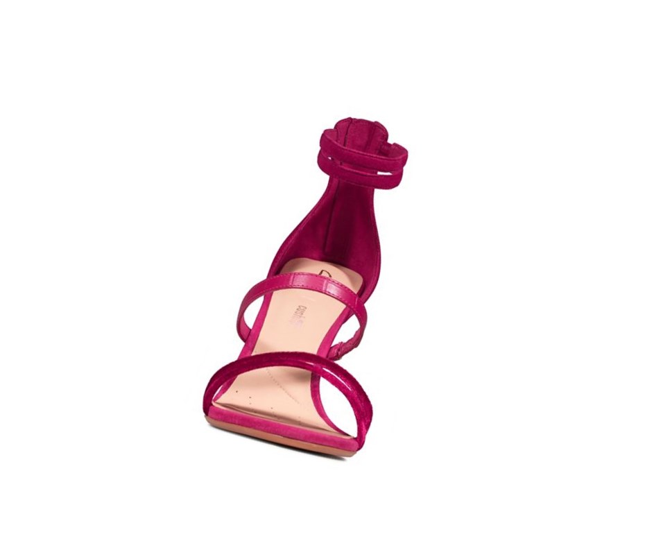 Sandales à Talons Clarks Curtain Brides Cuir Femme Fushia | HRTI52089