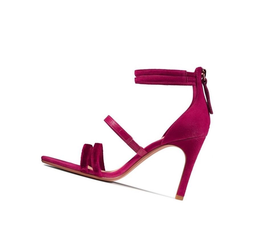 Sandales à Talons Clarks Curtain Brides Cuir Femme Fushia | HRTI52089