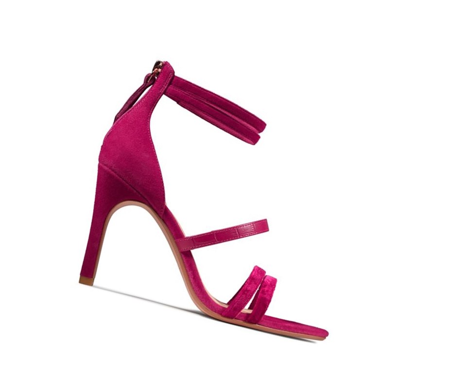 Sandales à Talons Clarks Curtain Brides Cuir Femme Fushia | HRTI52089