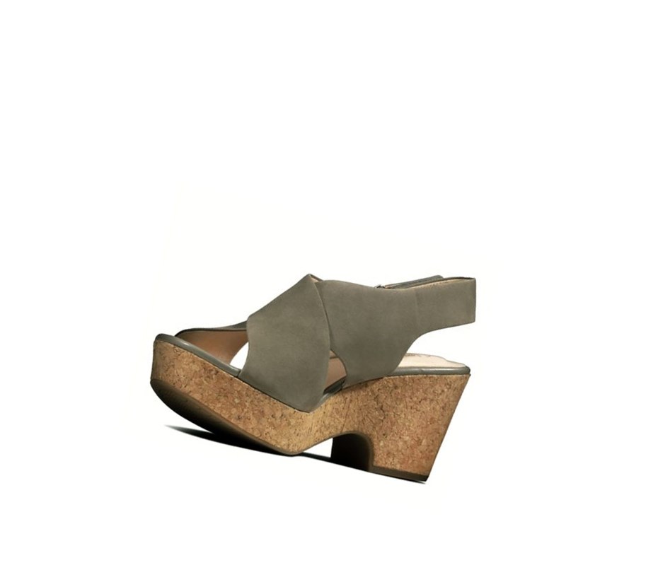 Sandales à Talons Clarks Maritsa Lara Nubuck Femme Vert Olive | ZNYI45986