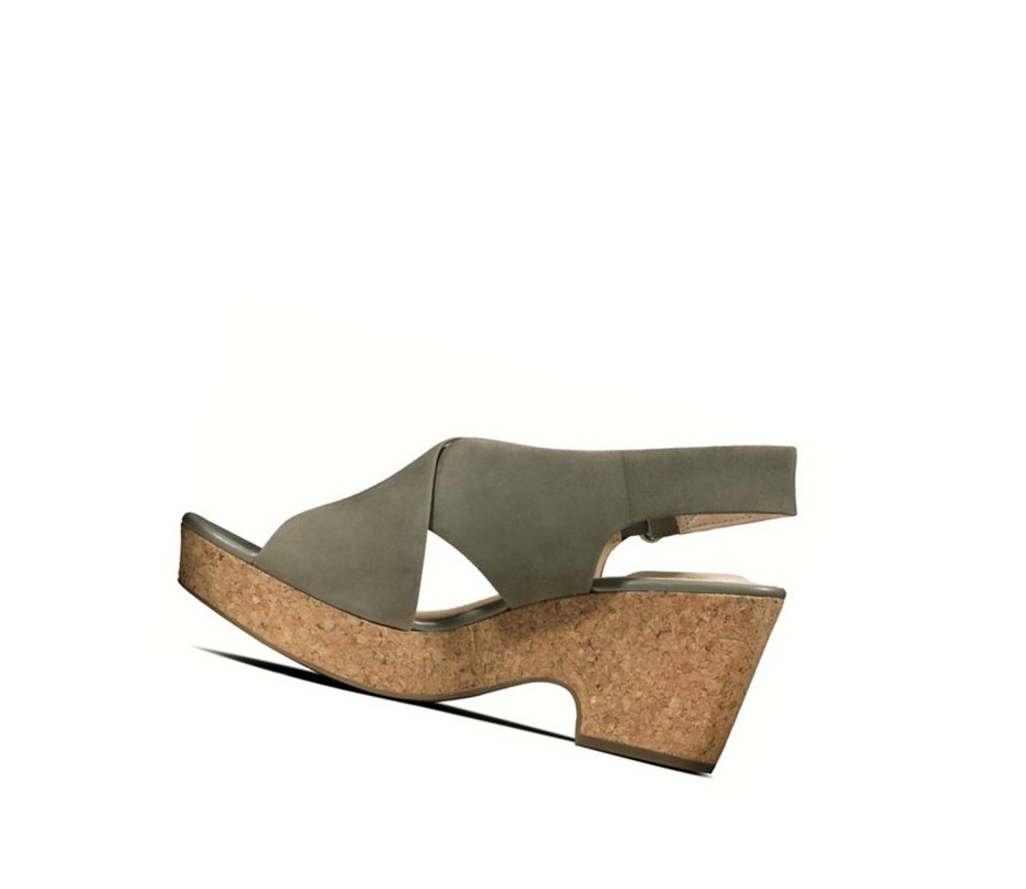 Sandales à Talons Clarks Maritsa Lara Nubuck Femme Vert Olive | ZNYI45986