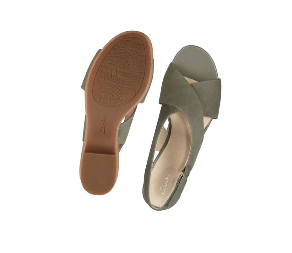 Sandales à Talons Clarks Maritsa Lara Nubuck Femme Vert Olive | ZNYI45986