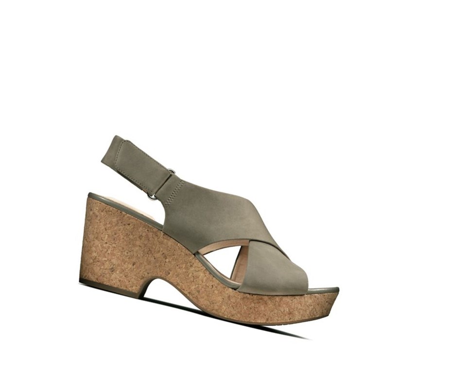 Sandales à Talons Clarks Maritsa Lara Nubuck Femme Vert Olive | ZNYI45986