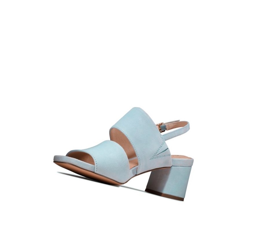 Sandales à Talons Clarks Sheer 55 Brides Daim Femme Bleu Clair | WAYL58239